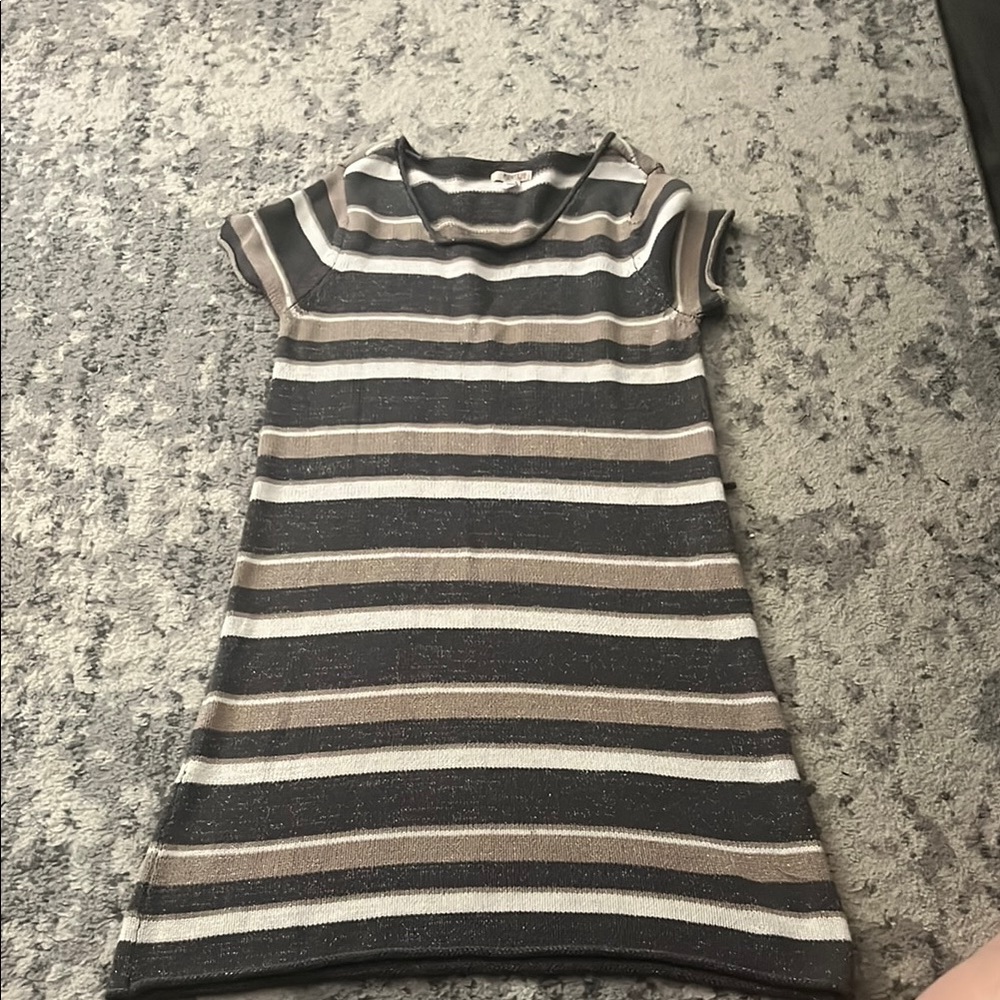 Route 66 Striped Dress - Black, Brown, Cream